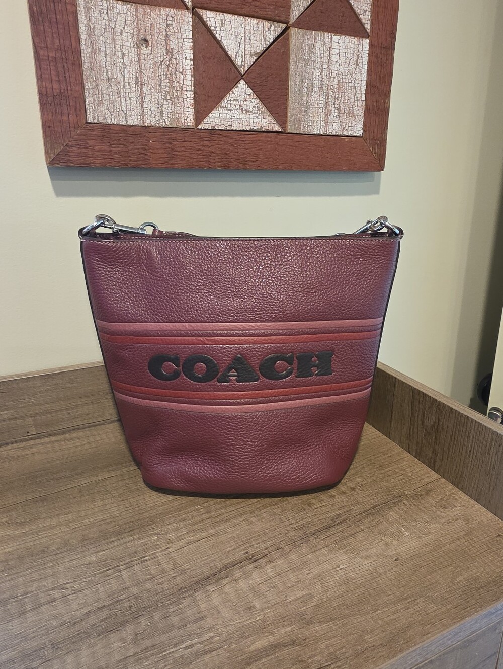 Coach Leather Logo Bucket Bag - Burgundy